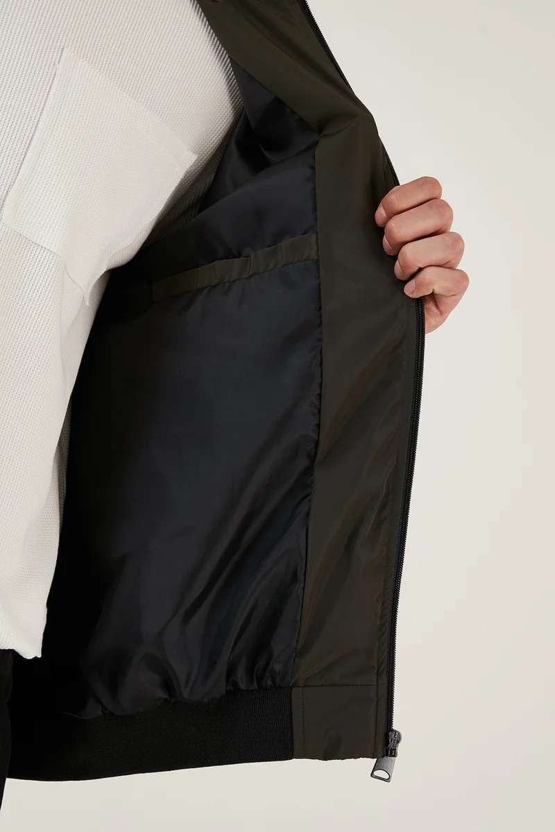 Buratti Slim Fit Zippered College Collar Bomber Slim Coat Men's Coat 497TEKER