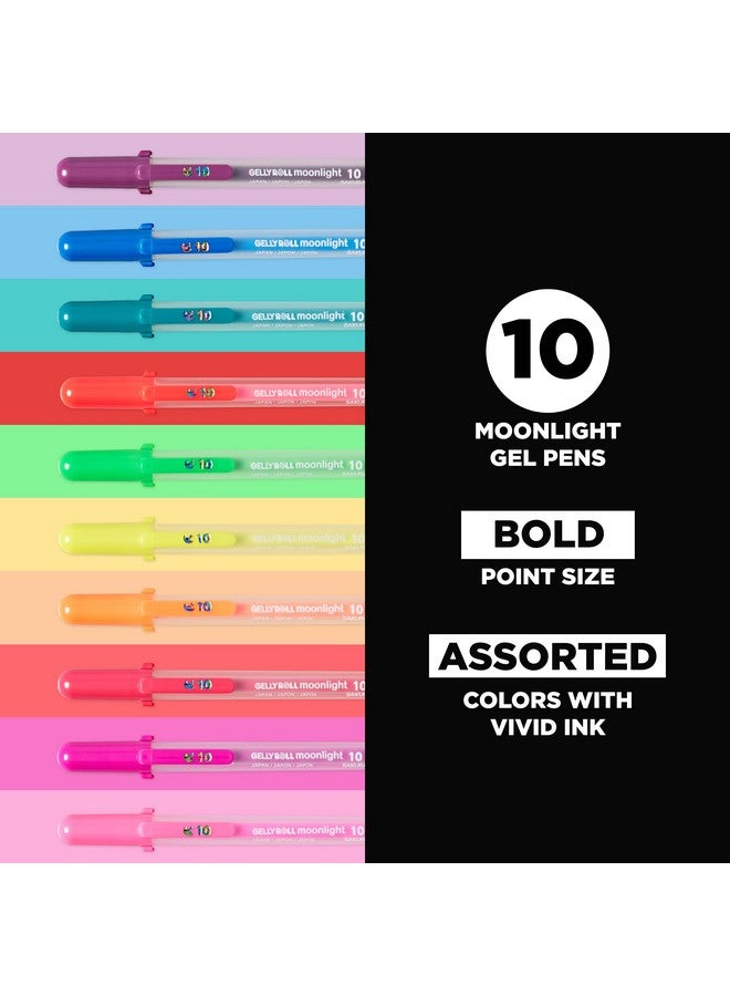 SAKURA Gelly Roll Moonlight 10 Gel Pens - Bold Point Ink Pen For Journaling, Art, Or Drawing - For Art Gifts, Holiday Gifts & Diy Projects - Assorted Bright Ink - Bold Line - 10 Pack - Image 2