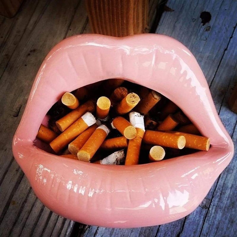 Rayberro Ceramic Lip Shape Ashtray Cigarette Ash Holder Smoking Accessories Lips Storage Decoration Ashtray Figurines Tabletop Ornaments Creative Cigar Ash Tray For Smokers Home Office Decor (Pink) - Image 4