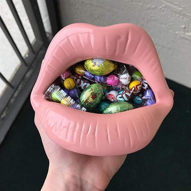 Rayberro Ceramic Lip Shape Ashtray Cigarette Ash Holder Smoking Accessories Lips Storage Decoration Ashtray Figurines Tabletop Ornaments Creative Cigar Ash Tray For Smokers Home Office Decor (Pink) - Image 5