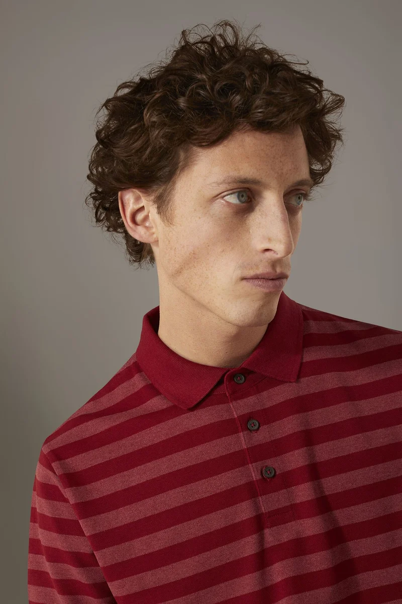 Doppelganger Striped short sleeves melange polo - Bordeaux