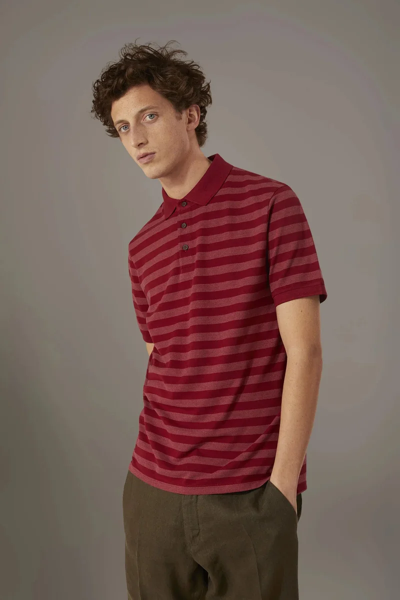 Doppelganger Striped short sleeves melange polo - Bordeaux