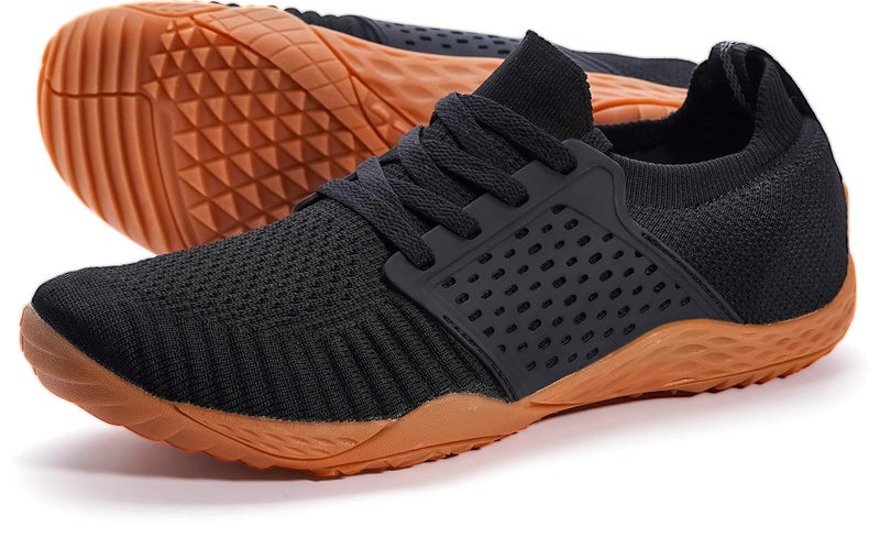 WHITIN Women's Low Zero Drop Shoes Minimalist Barefoot Trail Running Camping Size 8.5 Wide Toe Box Female Workout Sneaker Tennis Flat Black/Gum 39 - Image 3
