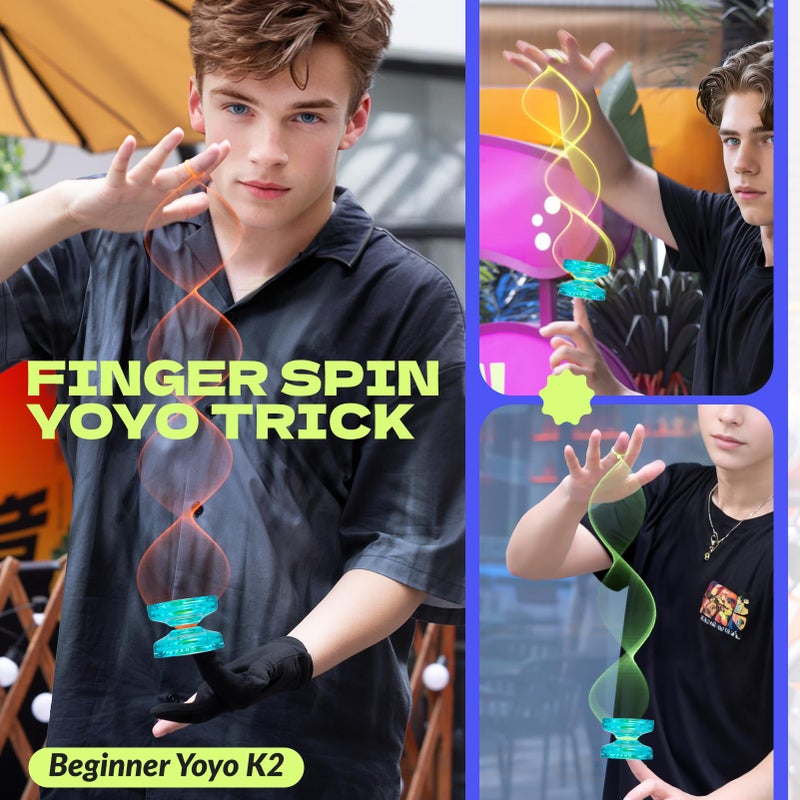 MAGICYOYO Professional Pack of 2 Yoyos V3+K2, Responsive Yo yo for Kids Beginner, Dual Purpose Trick Yo Yo with Unresponsive Yoyo Bearing for Adults/Advanced+Extra Case Bag + 12 Yo-yo Strings - Image 2