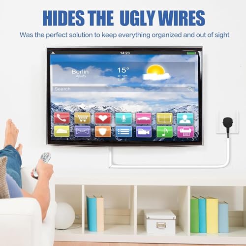 BOSSNUOK PVC Cord Cover 6.6ft Floor Cable Concealer with 3 Cable Organizer Clips, Self-Adhesive Flexible Wire Hider, Cuttable Soft PVC Floor Cord Hider with Side Open Design for Home Office, White - Image 4