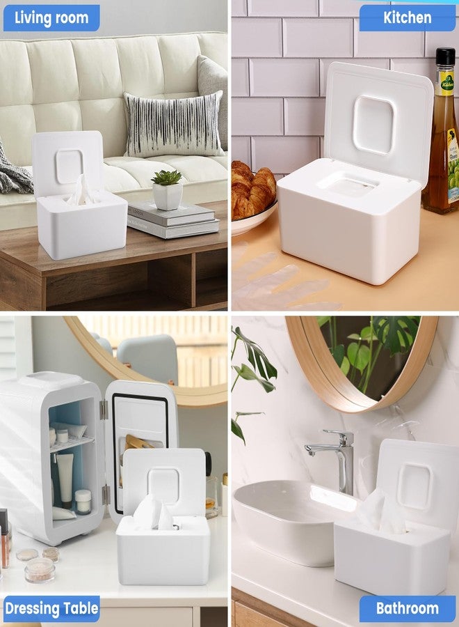 Lijroavy 2 Pack Lijroavy Baby Wipes Dispenser, Baby Wipe Holder for Fresh Wipes, Non-Slip Baby Wipes Container, Refillable Wipes Box, Wipes Case with Sealing Design Lid (White and White) - Image 3