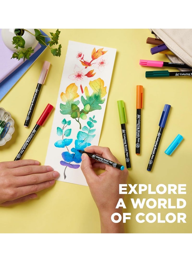 SAKURA 6-Piece Koi Colouring Brush Pen Set Basic Colours - Image 3