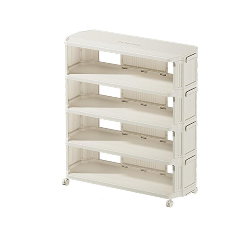 Kuber Industries Kuber Industries Portable 4 Layer Shoe Storage Organizer| Easy to Installation Detachable | Footwear Organiser with Wheel |Door-Entrance Living-Room Balcony Decor| 203-4LA| White  - Image 1