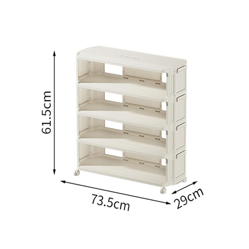 Kuber Industries Kuber Industries Portable 4 Layer Shoe Storage Organizer| Easy to Installation Detachable | Footwear Organiser with Wheel |Door-Entrance Living-Room Balcony Decor| 203-4LA| White  - Image 3