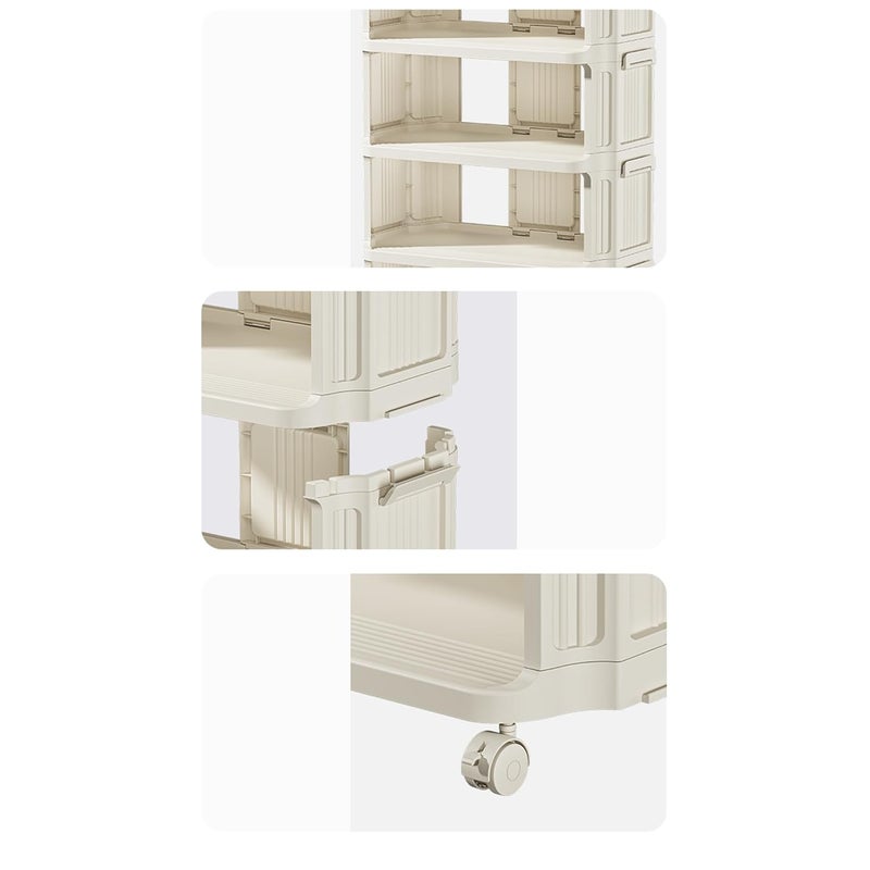 Kuber Industries Kuber Industries Portable 4 Layer Shoe Storage Organizer| Easy to Installation Detachable | Footwear Organiser with Wheel |Door-Entrance Living-Room Balcony Decor| 203-4LA| White  - Image 5