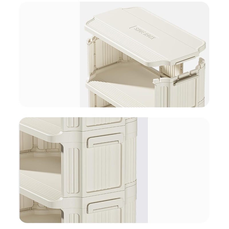 Kuber Industries Kuber Industries Portable 4 Layer Shoe Storage Organizer| Easy to Installation Detachable | Footwear Organiser with Wheel |Door-Entrance Living-Room Balcony Decor| 203-4LA| White  - Image 4