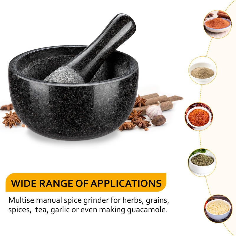 Velaze Large Mortar and Pestle Set, 100% Granite, Natural Unpolished, Herb Crusher, Spice Grinder, Stone Grinder Bowl for Making Guacamole and Pesto, 6.3 Inch Pestle and 19.6 oz Mortar(2.4 Cup) - Image 5