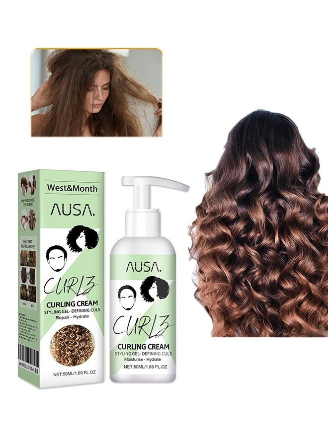 West&Month Curly Hair Elastin, Curl Defining Cream for Wavy Hair, Curl Shape Defining ​Gel for Curly Hair, Natural Hair Hydrating Cream Conditioner Protecting for All Hair Types for Salon Home - Image 1