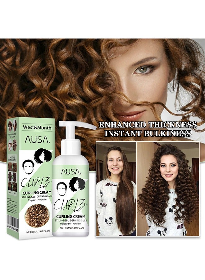 West&Month Curly Hair Elastin, Curl Defining Cream for Wavy Hair, Curl Shape Defining ​Gel for Curly Hair, Natural Hair Hydrating Cream Conditioner Protecting for All Hair Types for Salon Home - Image 2