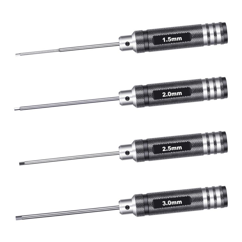 Neewer Lightweight Titanium Nitride Coating Hex Driver Wrench 4 Piece Set, Hex Screw driver Tools Kit Set for RC Helicopter (1.5mm/2mm/2.5mm/3.0mm) - Image 1