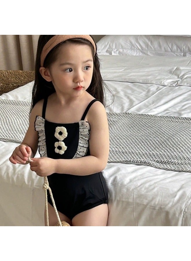 إسكدنيا ملابس سباحة للأطفال البنات قطعة واحدة كورية من قطعة واحدة ملابس سباحة للعطلات سريعة الجفاف حبال الأميرة قطعة واحدة لطيفة اللون: دانتيل مقاس منفصل: L (الارتفاع الموصى به 95-105 سم) - Image 3