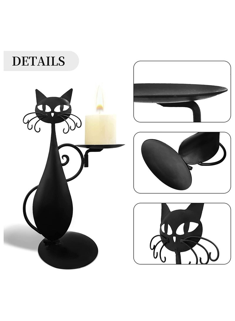 SYOSI Black Cat Candle Holder for Pillar Candles Led Flameless Candles, Retro Rustic Farmhouse Metal Decor - Ideal for Centerpieces, Dining Tables, and Housewarming Gifts - Image 3