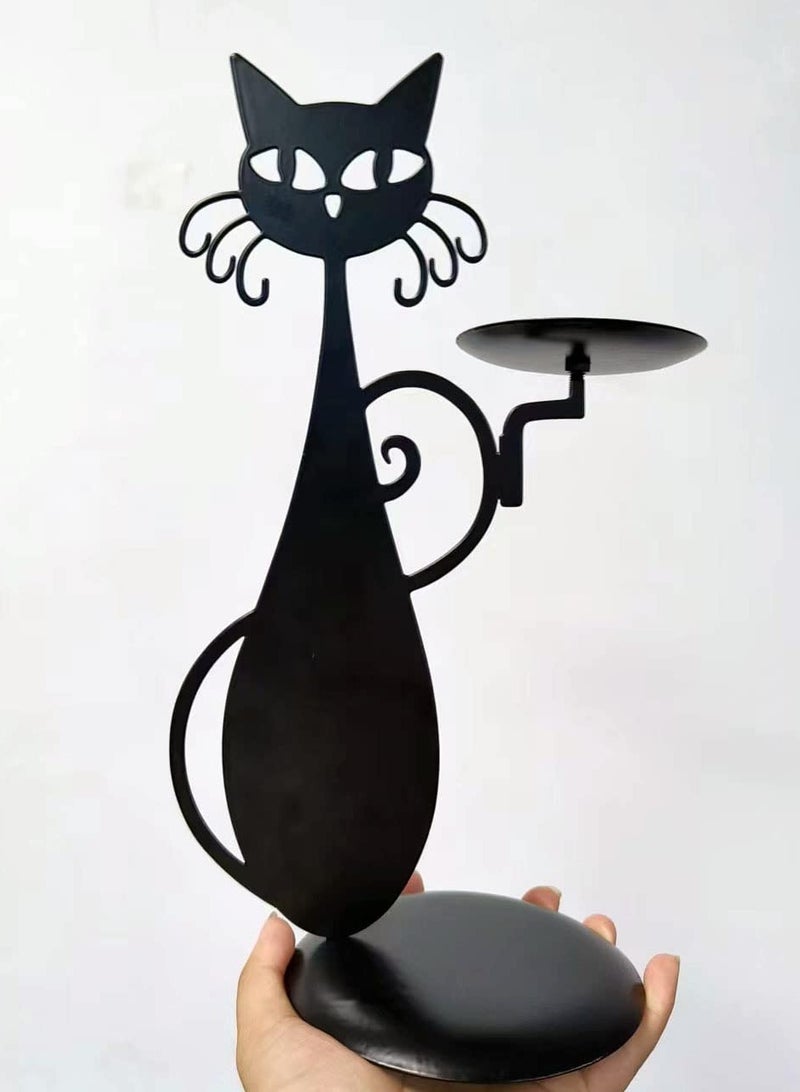 SYOSI Black Cat Candle Holder for Pillar Candles Led Flameless Candles, Retro Rustic Farmhouse Metal Decor - Ideal for Centerpieces, Dining Tables, and Housewarming Gifts - Image 5