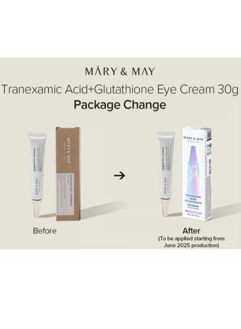 MARY & MAY Mary&May Tranexamic Acid (TXA)+Glutathione Eye Cream | Dark Circles & Hyperpigmentation | With Niacinamide & Vitamin C | Firms Under Eye Area | Wrinkle & Fine Line Care - new packing - Image 3
