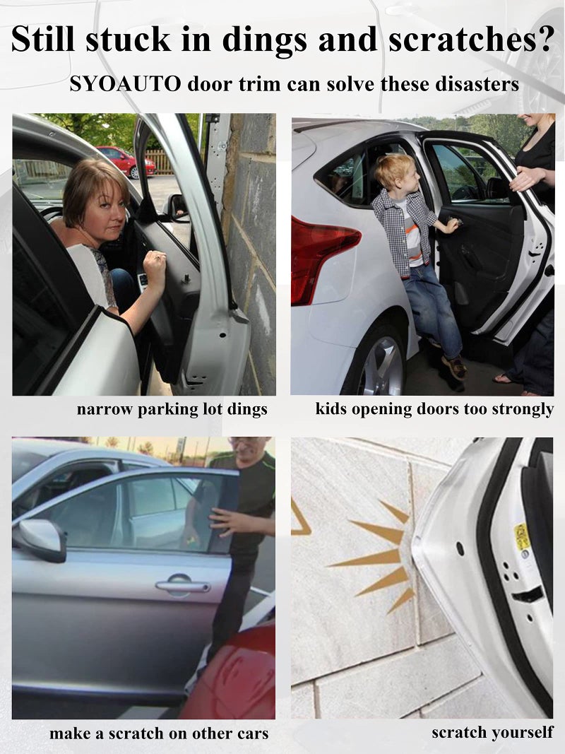SYOAUTO 20M Car Door Edge Protector Black Car Door Protector Edge Trim No Glue Rubber U Shape for Most Vehicle - Image 2