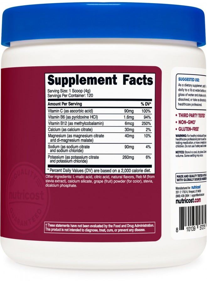 Nutricost - Nutricost Electrolyte Complex Powder (120 Servings, Grape) - Hydration Supplement Drink Mix with Vitamins and Minerals - Image 1
