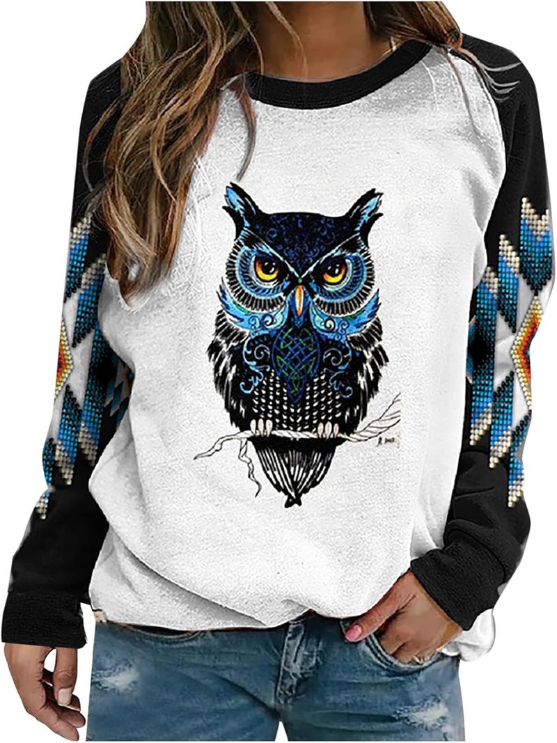 cheekyglo Women Long Sleeve Crewneck Sweatshirt Casual Fit Print Pullover Tops Comfy Loose Soft Tunic Tees Blouse - Image 1