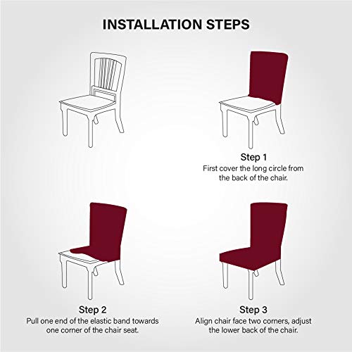 Nendle Stretchable Polyester Elastic Chair Cover for Dinning Chairs (Maroon) - Set of 4 Pieces - Image 5