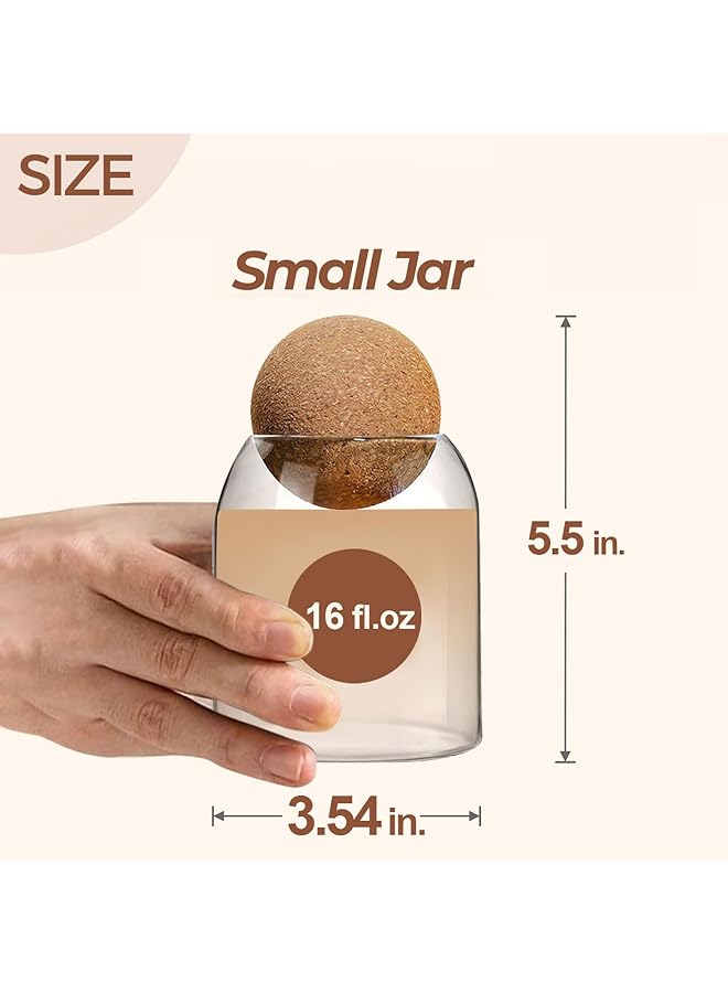 ComSaf Glass Storage Container With Ball Cork, 16 Oz Small Glass Jar With Cork Lids, 3 Pack Candy Jar, Tip Jar, Decorative Jar, Cute Jar For Coffee, Sugar, Salt, Apothecary Jar Cotton Swab Qtip Holder - Image 4