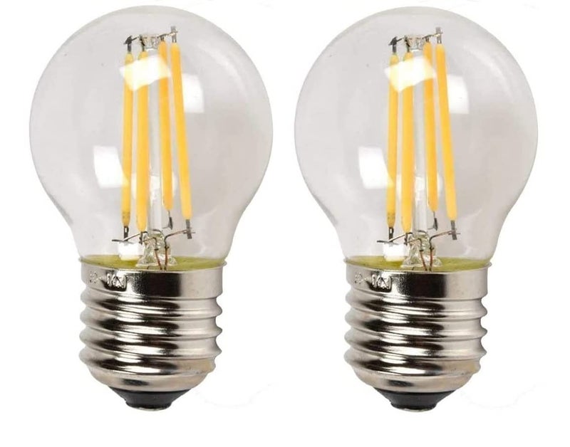 Desidiya 4W Edison Tungsten Filament Round Antique Glass G45 Light Bulbs Pack of 2 Vintage Base E27 Bulb Yellow Light For Home Decoration Living Room/Hall/Balcony/Restaurant Bar Lighting - Image 1
