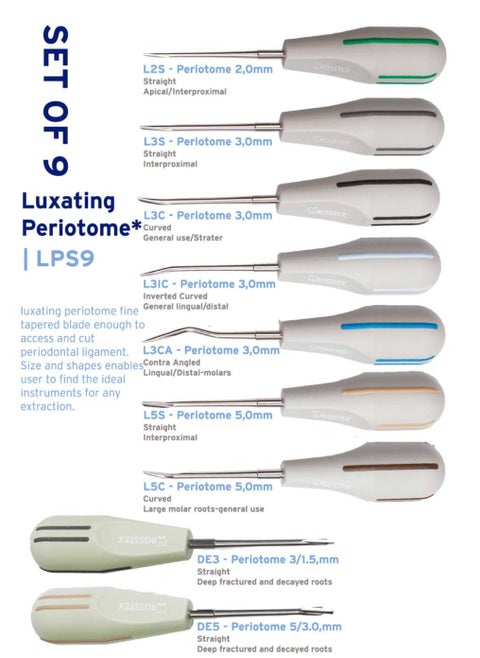 Dental Luxating Root Elevator Kit (pack of 9)