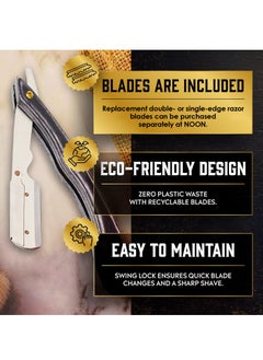GUTCHE Men's razor, old-fashioned colorful wood stainless steel folding razor, can be used for shaving, eyebrow trimming, face trimming, suitable for beauty salons and families  - Image 2