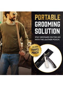GUTCHE Men's razor, old-fashioned colorful wood stainless steel folding razor, can be used for shaving, eyebrow trimming, face trimming, suitable for beauty salons and families  - Image 5