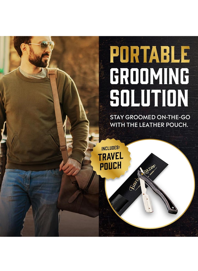 GUTCHE Men's razor, old-fashioned colorful wood stainless steel folding razor, can be used for shaving, eyebrow trimming, face trimming, suitable for beauty salons and families  - Image 5