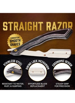 GUTCHE Men's razor, old-fashioned colorful wood stainless steel folding razor, can be used for shaving, eyebrow trimming, face trimming, suitable for beauty salons and families  - Image 4