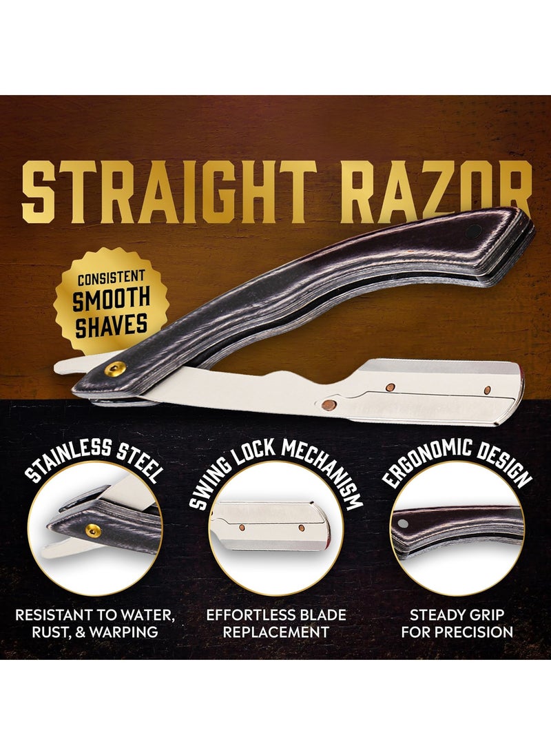 GUTCHE Men's razor, old-fashioned colorful wood stainless steel folding razor, can be used for shaving, eyebrow trimming, face trimming, suitable for beauty salons and families  - Image 4