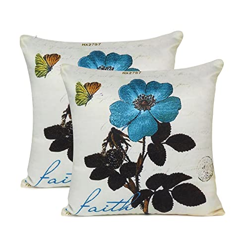 Oussum Soft & Comfortable Abstract Pattern Square Cushion Sofa Cushion Case Pillow Covers Throw for Home Decoration Set of 2 (16 x 16, White Cushion Cace No - 4) - Image 1