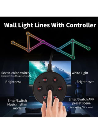 9 Pcs Smart LED Light Bars, Connectable RGB DIY Light Strips with Bluetooth App Control, Color Changing Music Sync LED Wall Lights for Gaming Room Decor, Black - view 2