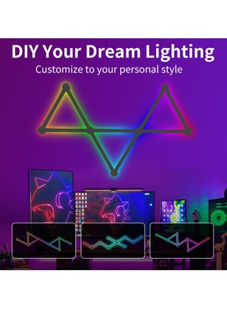 9 Pcs Smart LED Light Bars, Connectable RGB DIY Light Strips with Bluetooth App Control, Color Changing Music Sync LED Wall Lights for Gaming Room Decor, Black - view 5