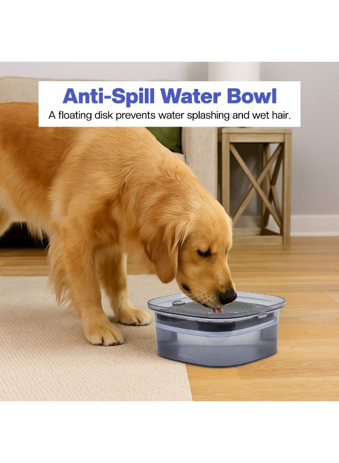 أن ان سي بيتس وعاء ماء للحيوانات الأليفة سعة 2 لتر مع مؤشر لمستوى الماء، وقرص عائم، وتصميم مانع للانسكاب، وعاء ماء بلاستيكي شديد التحمل للكلاب لجميع السلالات ذات الأحجام المختلفة، 22 سم (رمادي) - Image 5