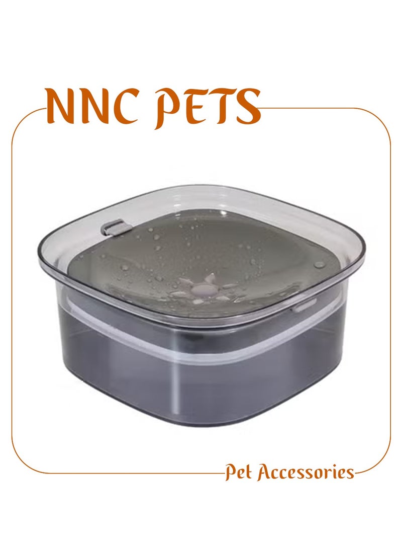NNC PETS 2L Pet water bowl with Water level indicator, Floating disc, and Non-spill design, Heavy-duty plastic dog water bowl for All-sized breeds, 22 cm (Grey) - Image 1