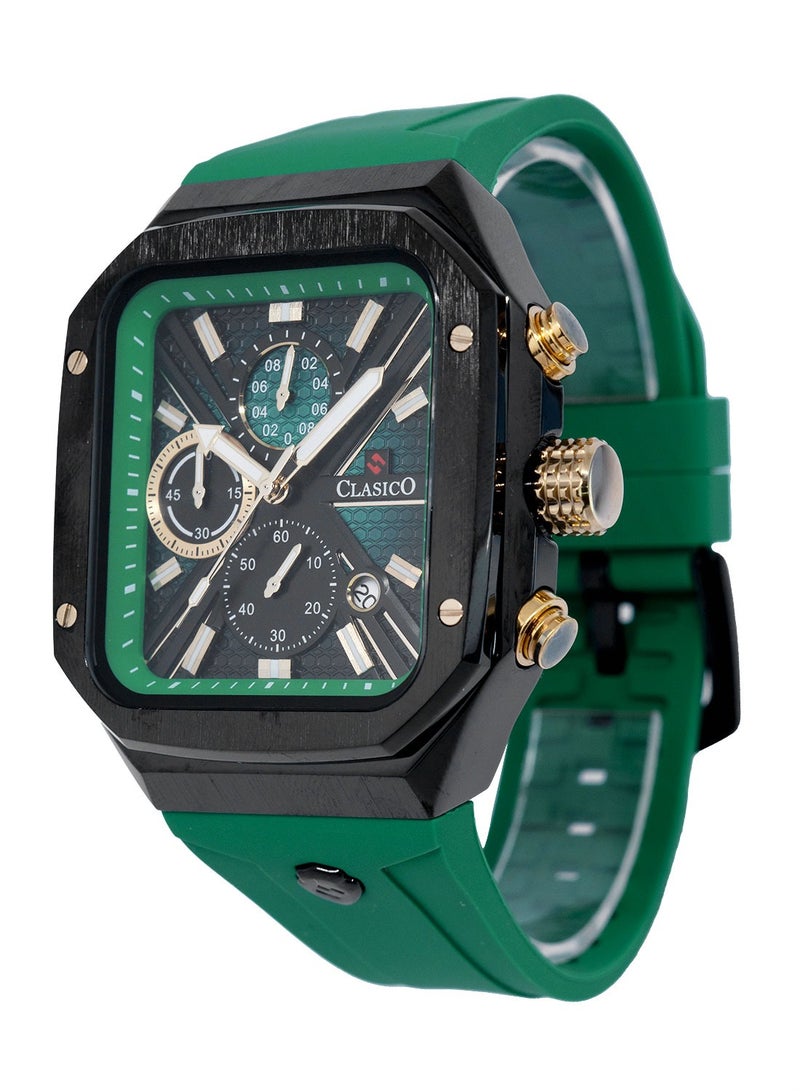 Clasico ساعة زيفر 6-أيدي كرونوغراف – إصدار كرونوغراف مربع مع حزام سيليكون فاخر – حركة ي121 النخبوية – تصميم مقاوم للماء - Image 3