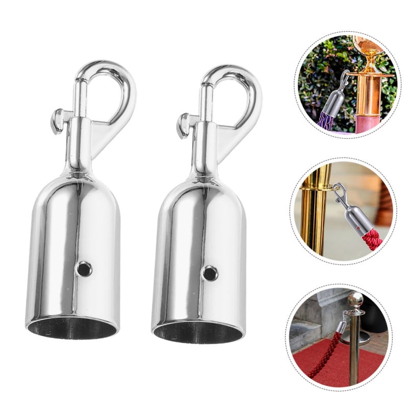 خطاف معدني فضي 2 قطعة حاجز حبل مزدوج النهاية لتنظيم الطابور وأحداث التحكم في الحشود سهلة التركيب - Image 5