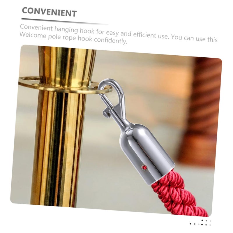 خطاف معدني فضي 2 قطعة حاجز حبل مزدوج النهاية لتنظيم الطابور وأحداث التحكم في الحشود سهلة التركيب - Image 4