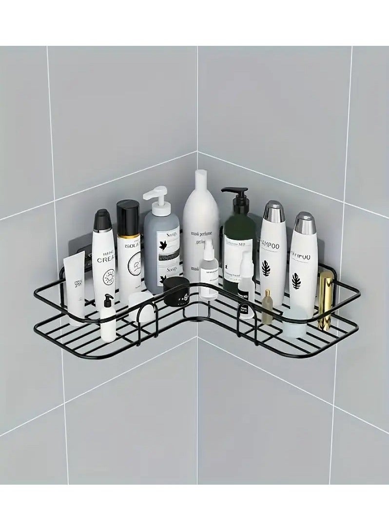 Self-Adhesive Stainless Steel Corner Bathroom Shelf – Wall-Mounted, No Drilling Required – Space-Saving Design for Organizing Bathroom Essentials & Toiletries – Modern & Durable Single-Piece Wall Shelf  - Image 1
