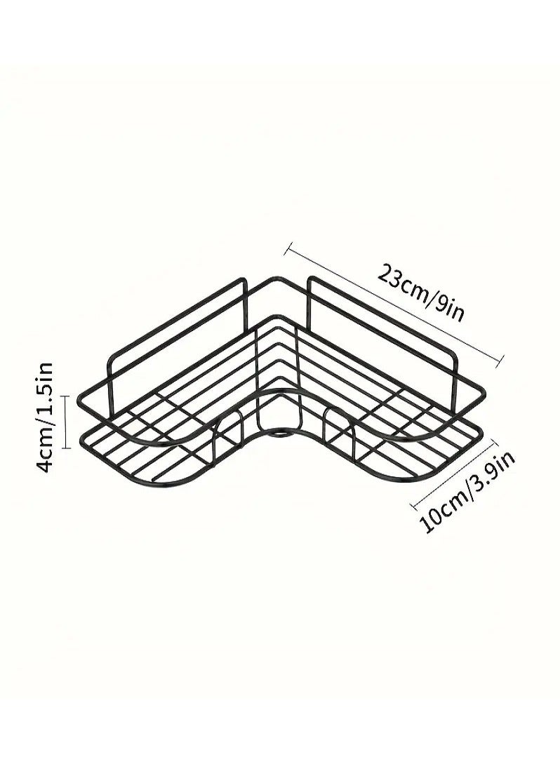 Self-Adhesive Stainless Steel Corner Bathroom Shelf – Wall-Mounted, No Drilling Required – Space-Saving Design for Organizing Bathroom Essentials & Toiletries – Modern & Durable Single-Piece Wall Shelf  - Image 2