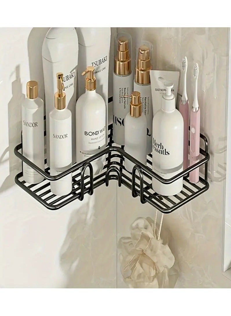 Self-Adhesive Stainless Steel Corner Bathroom Shelf – Wall-Mounted, No Drilling Required – Space-Saving Design for Organizing Bathroom Essentials & Toiletries – Modern & Durable Single-Piece Wall Shelf  - Image 3