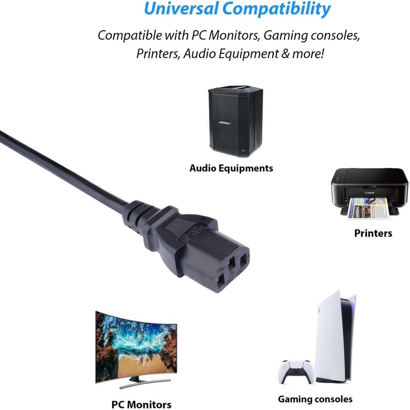 Lite-an Power Cable, UK 3 Pin Plug BS 1363 to IEC C13 to Fit IEC C14 Inlet - Kettle Lead, Power Cord, IEC Lead - Fully Moulded with 13Amp Replaceable Fuse -16.4 ft / 5 Meter, Black - Image 5
