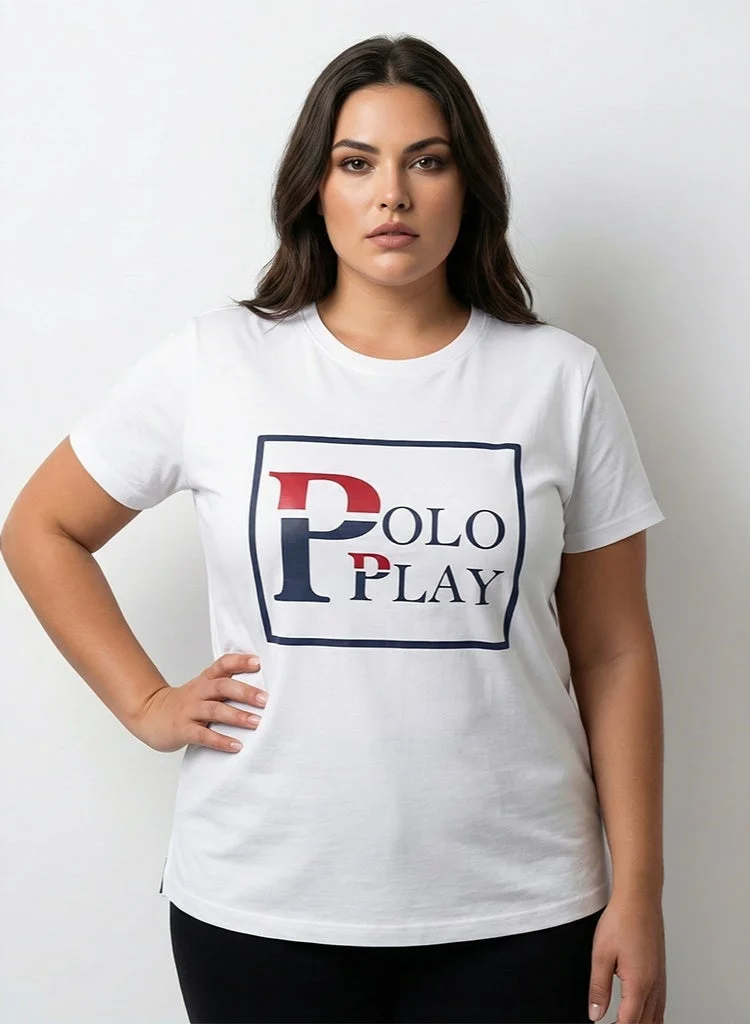 Polo Play Ladies Graphic T-shirt -WHITE (1XL)