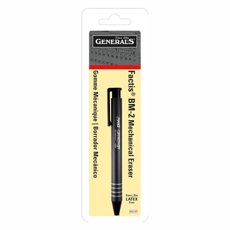 Darice GENERAL PENCIL CO. GPBM2-BP Factis Pen Style Eraser Carded, White - Image 1