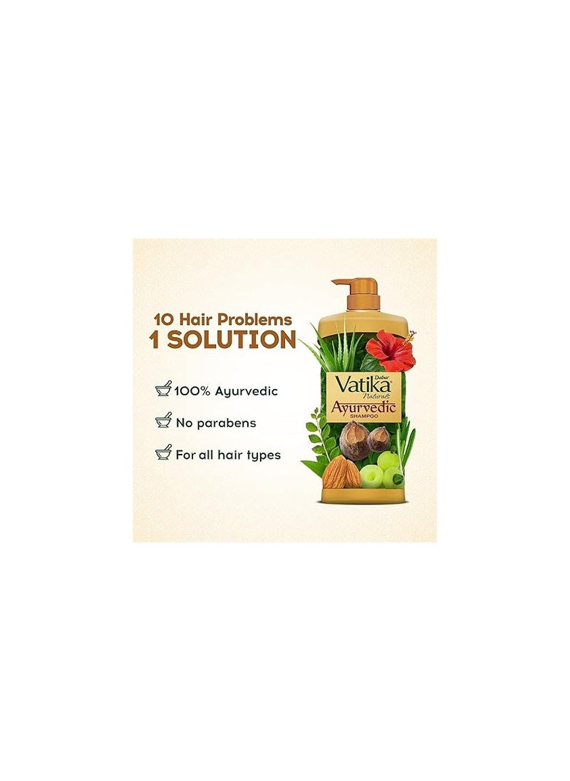 Dabur Vatika Ayurvedic Shampoo Damage Therapy With Power of 10 ingredients for solving 10 hair problems  640ml